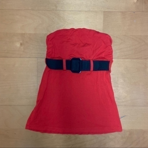 EXPRESS Red Strapless Waist Belt Tube Top Small - Picture 2 of 6